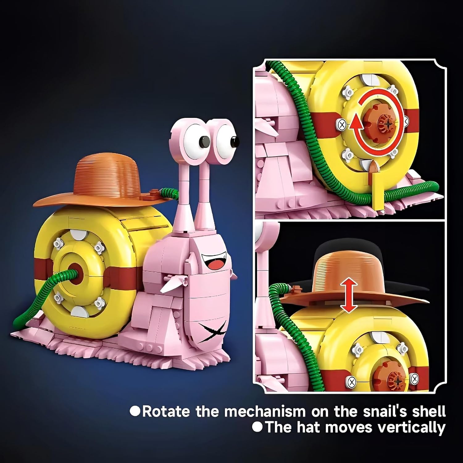 Snail Figure Building Blocks Set - 573 Piece One Pink Creative Anime Phone Bug Model Toy for Decor, Birthday Gifts for Adults Teens