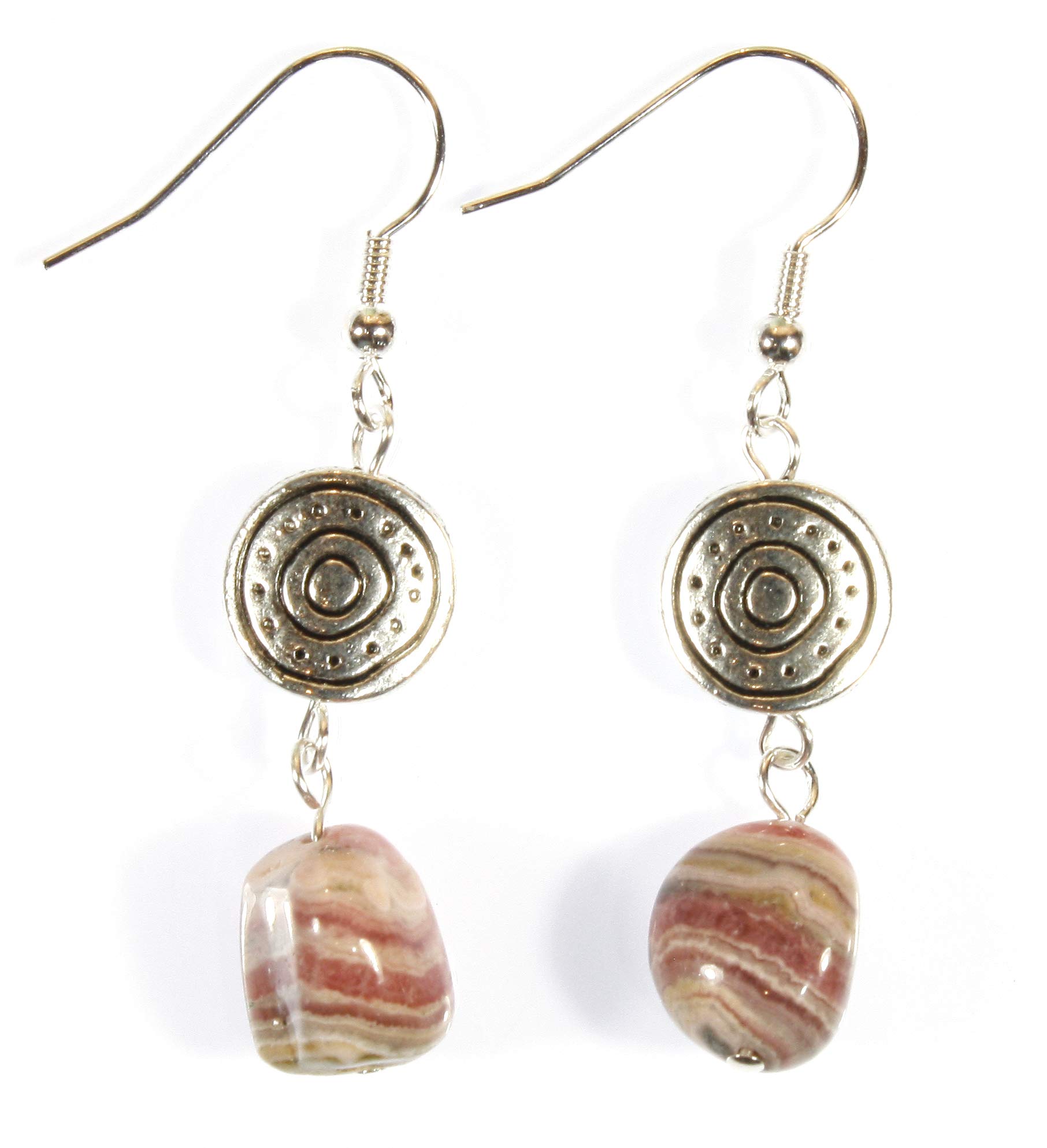 Rock of Ages, Genuine Naturally Pink Rhodochrosite Nugget Earrings