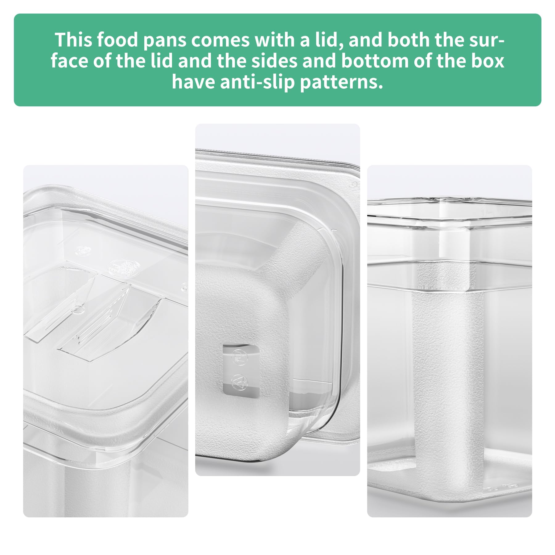 Paquete de sartenes NSF para alimentos, 1/6 tamaño 4 pulgadas de profundidad, contenedores comerciales de almacenamiento de alimentos, policarbonato, transparente (haz clic para seleccionar