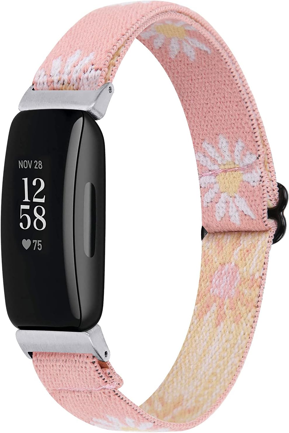 MEFEO Bands Compatible with Fitbit Inspire 2/ Inspire HR/Inspire, Elastic Adjustable Soft Strap Wristbands Accessories Replacement Bands for Men Women (Pink Flower) : Electronics