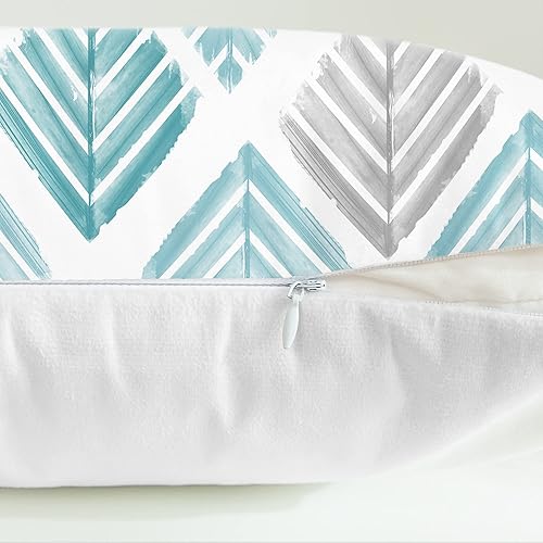 Miniatura 6 de CaliTime Juego de 2 fundas de almohada decorativas de vellón de dos tonos con diseño geométrico de hojas de árbol para sofá, cama, decoración de