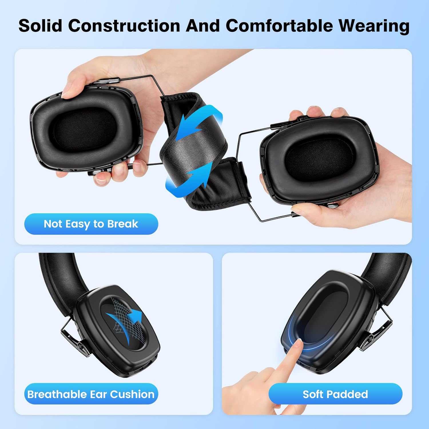 Link Dream 2Pack Ear Protection, NRR 35dB Hearing Protection Noise Canceling Ear Muffs Adjustable Headband for Shooting - Image 3