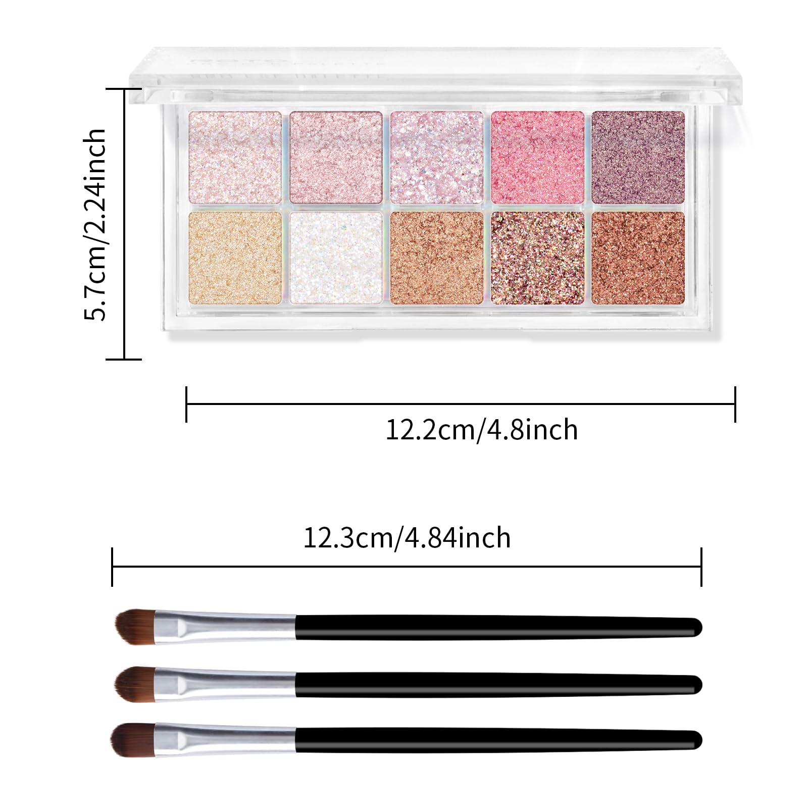 Paleta de sombra de ojos con purpurina de 10 colores, sombra de ojos de lentejuelas brillantes, sombra de ojos en polvo de perlas brillantes, maquillaje de ojos con purpurina multicolor, paleta 7