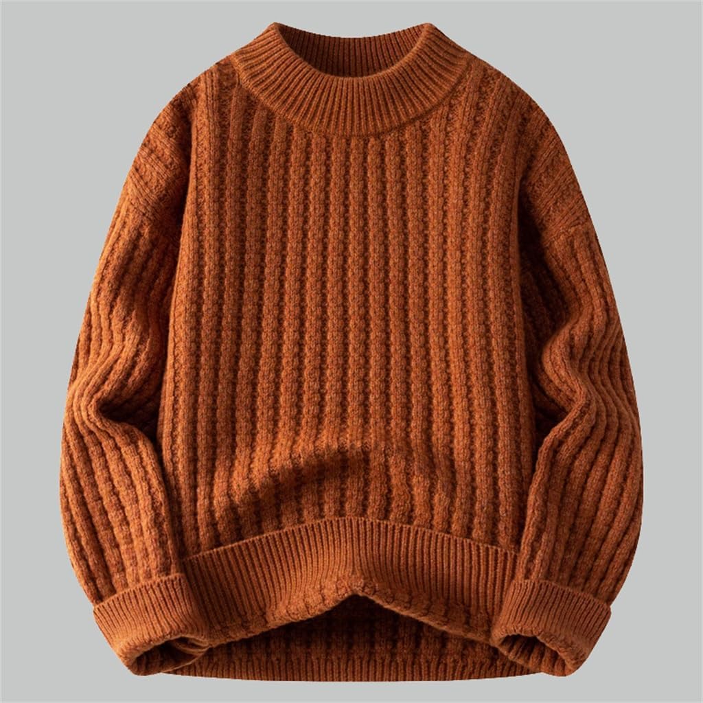 Loose Solid Color Knitted Base Sweater for Men, Autumn and Winter Sweater
