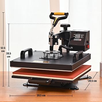 CREWORKS Heat Press 38 x 38 cm Hot Press Machine 8-in-1 Heat Press Machine Heat Press 360 Degree Swivel Cup Press and Cap Press Cup Hat Cap and T-Shirt Printing Machine for Home