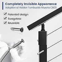 Vista 7 de Muzata Kit Completo de Barandilla de Cable Negro de 6'6"-13' Sistema de Barandilla de Cable de 36 Pulgadas para Cubiertas con Poste de Mano