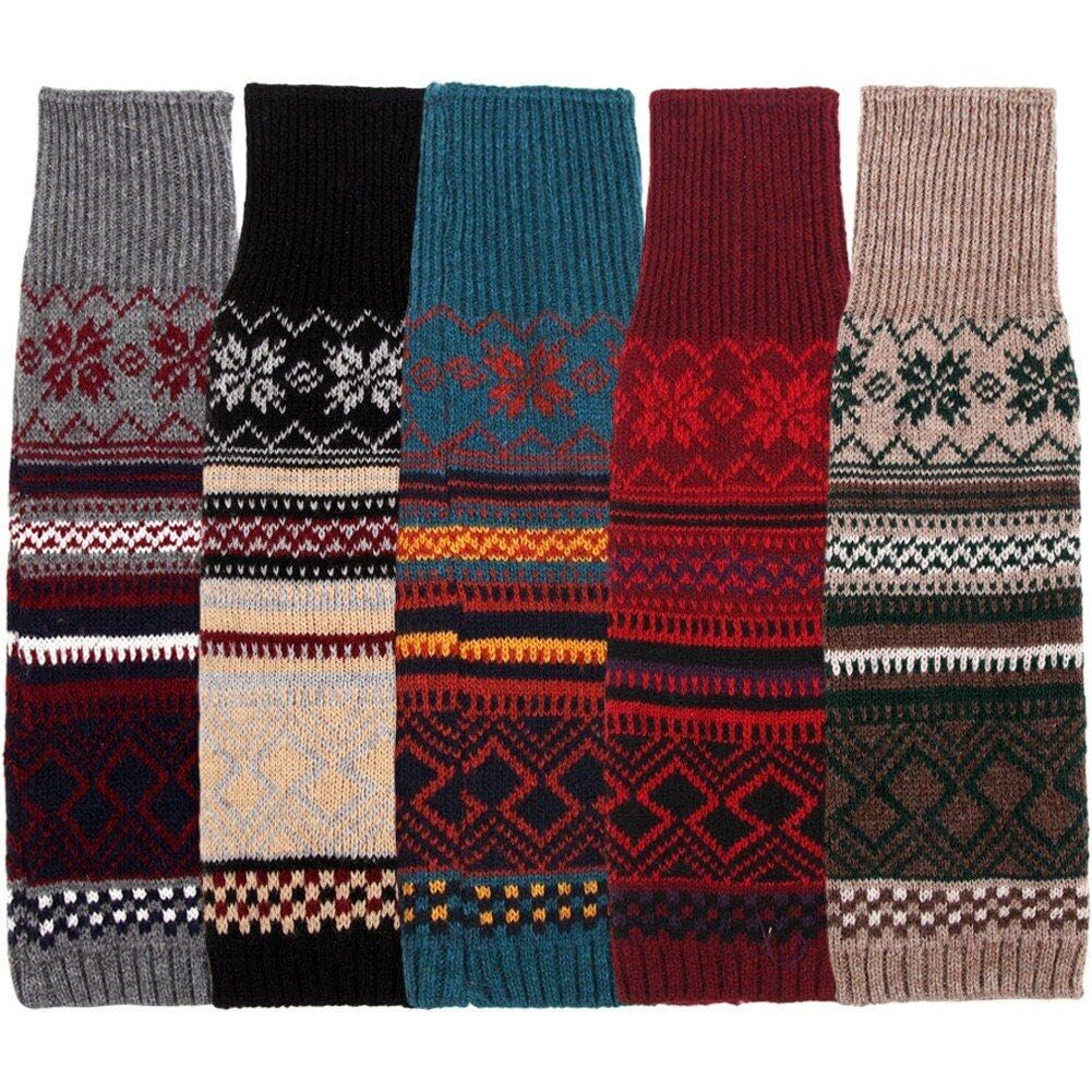 Longues jambières chaudes et épaisses vintage bohème en maille thermique pour hiver