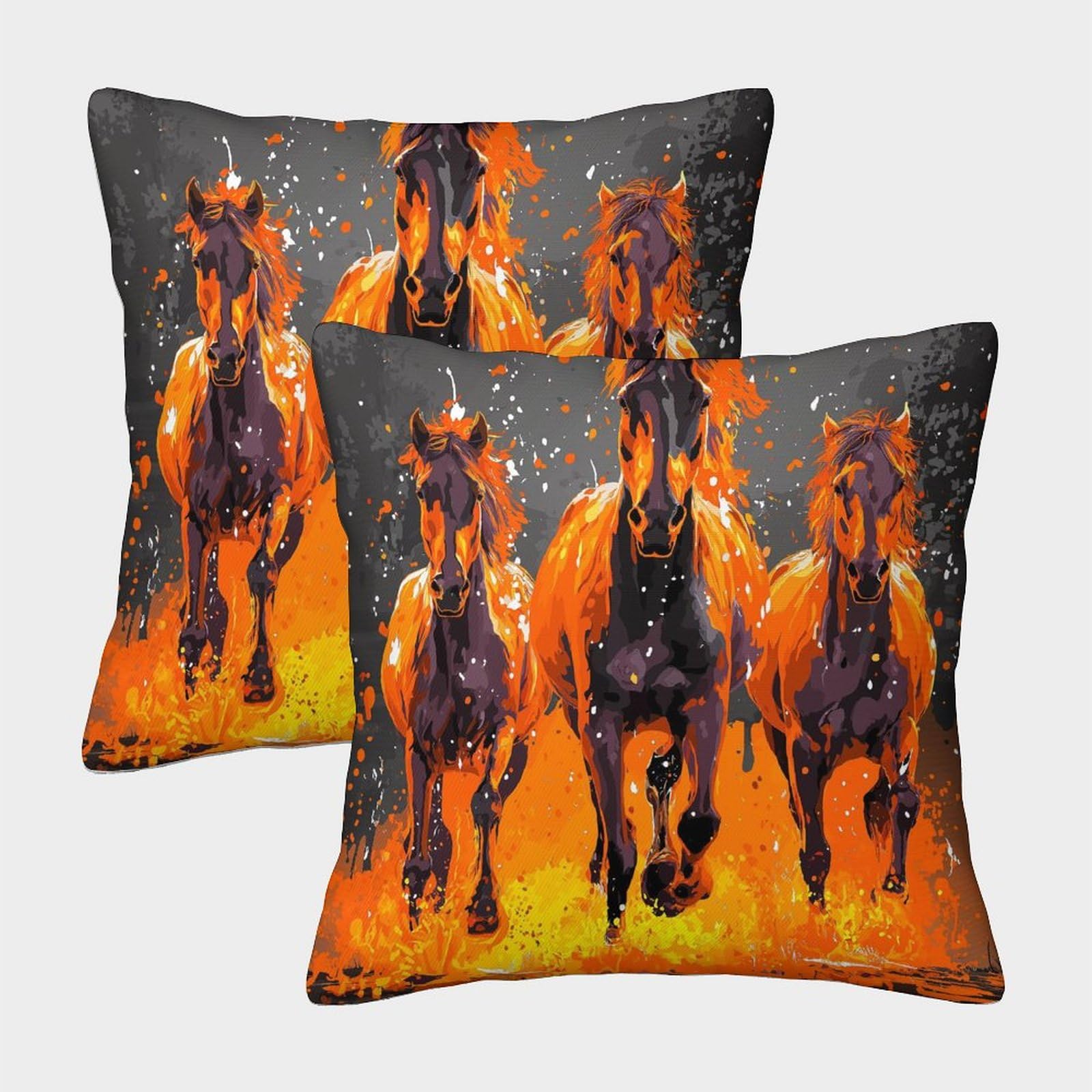 PHQAZWSXE Horse Pillow Cases Set of 2 Cozy Pillowcase Animal Cushion Covers Polyester Decorative Sofa for Living Room Bedroom 45x45cm