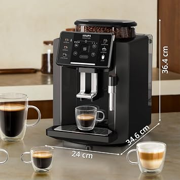 KRUPS Sensation C50 Tam Otomatik Kahve Makinesi, Kolay Kullanım, Pratik Temizlik, Kolay Bakım, Işıklı Uyarılar, Özel Ayarlar, EA910810, Kömür Siyahı