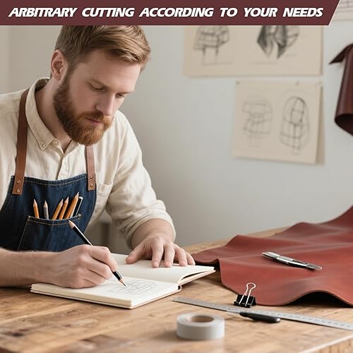 Vista 14 de RingSun Hojas de cuero genuino para manualidades de cuero (0.079 pulgadas), cuero de grano completo para costura de herramientas