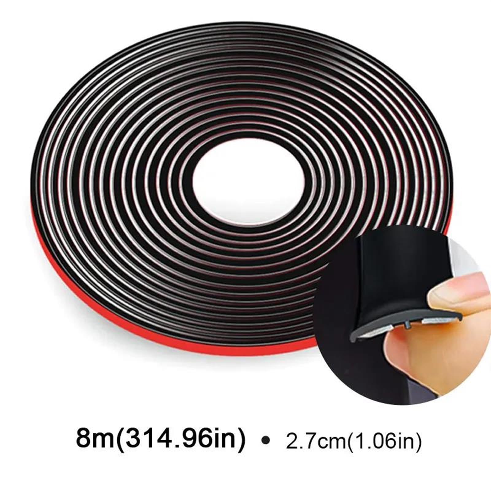 Guarnizione porta auto Strisce tenuta gomma 27 mm parabrezza tettuccio apribile bordo finestra tetto isolamento acustico striscia tenuta protezione impermeabile sigillante(27mmx8)