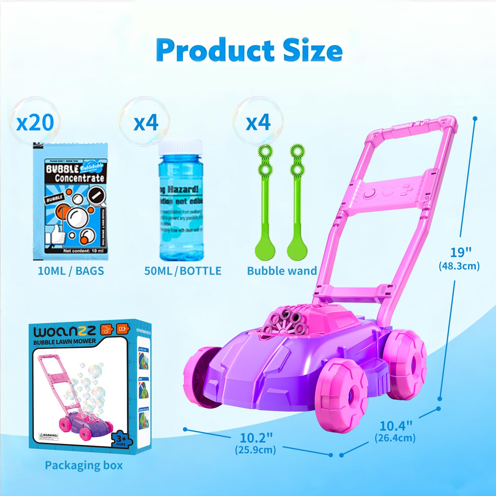Rasenmäher Seifenblasenmaschine Kleinkinderspielzeug, Sommer Outdoor Spielzeug Spiele, Seifenblasenmaschine für Kleinkinder Vorschulkind Jungen Mädchen Geburtstag, Rosa