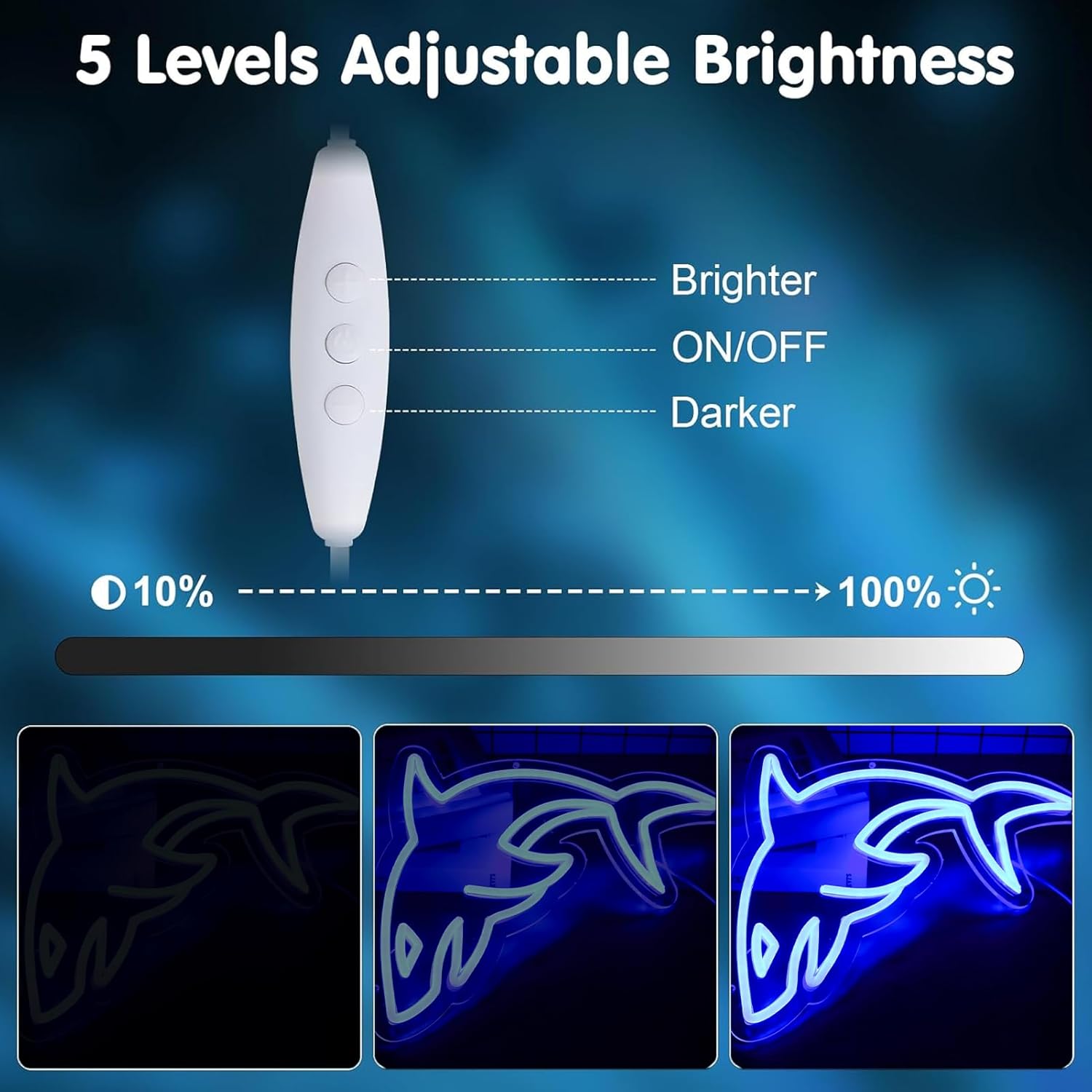 Shark Neon Signs for Wall Decor，Led Neon Light for Live Room, Bedroom, Christmas Birthday Party Gift