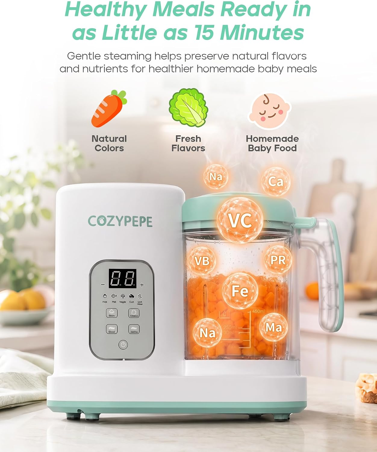 Baby Food Maker, Steam & Grind in One, BPA-Free, 13.5oz, 6+ Months image 3