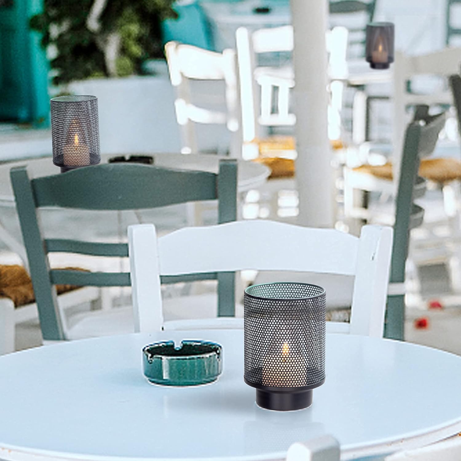 Set of 3 Metal Candle Holders, Decorative Hurricane Pillar Candle Holder Sets, Candlestick for Pillar Vintage Style Perfect for Tabletop Centerpieces Home Decor Wedding Parties Events (Dots Pattern) : Home & Kitchen