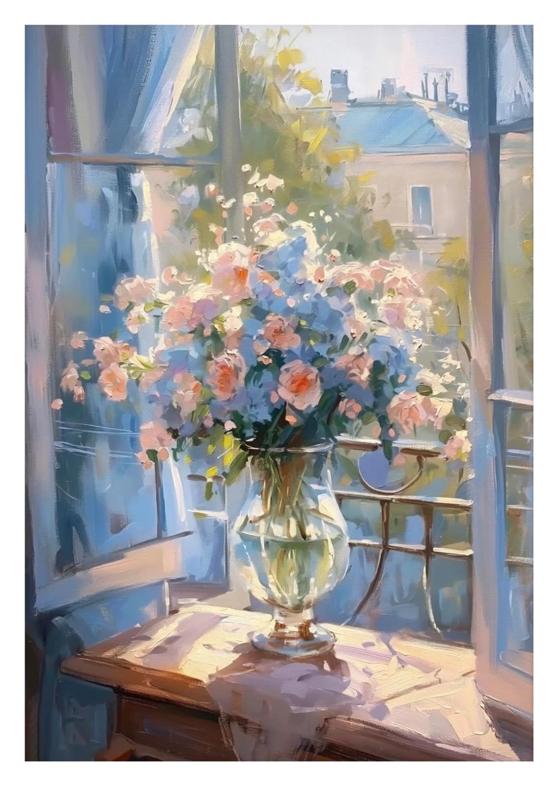 Tableau d'art mural moderne fleurs vase toile déco 20x30cm