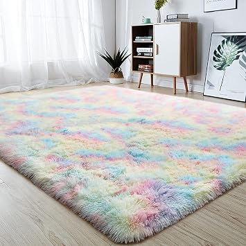 junovo 4 x 5.9ft Soft Rainbow Area Rugs and Ultra Soft Hexagon Rug for Nursery Children Room Baby Room Home Decor