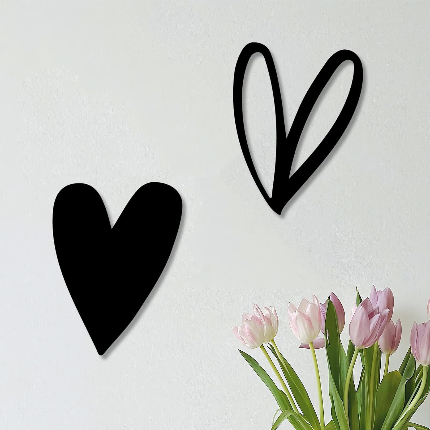 Vineland Metal Heart Wall Art Decor, Black Minimalist Wall Sculptures for Living Room Bedroom Bathroom Kitchen Decorations, Housewarming Valentine's Day Gifts, 5.9x7.8 Inches, Set of 2 image 4