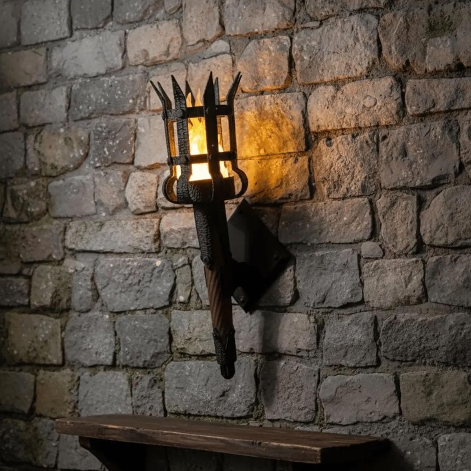 Medieval LED Torch Wall Sconce Gothic Castle Flickering Flame Home Decor (Orange, 1 Torch)