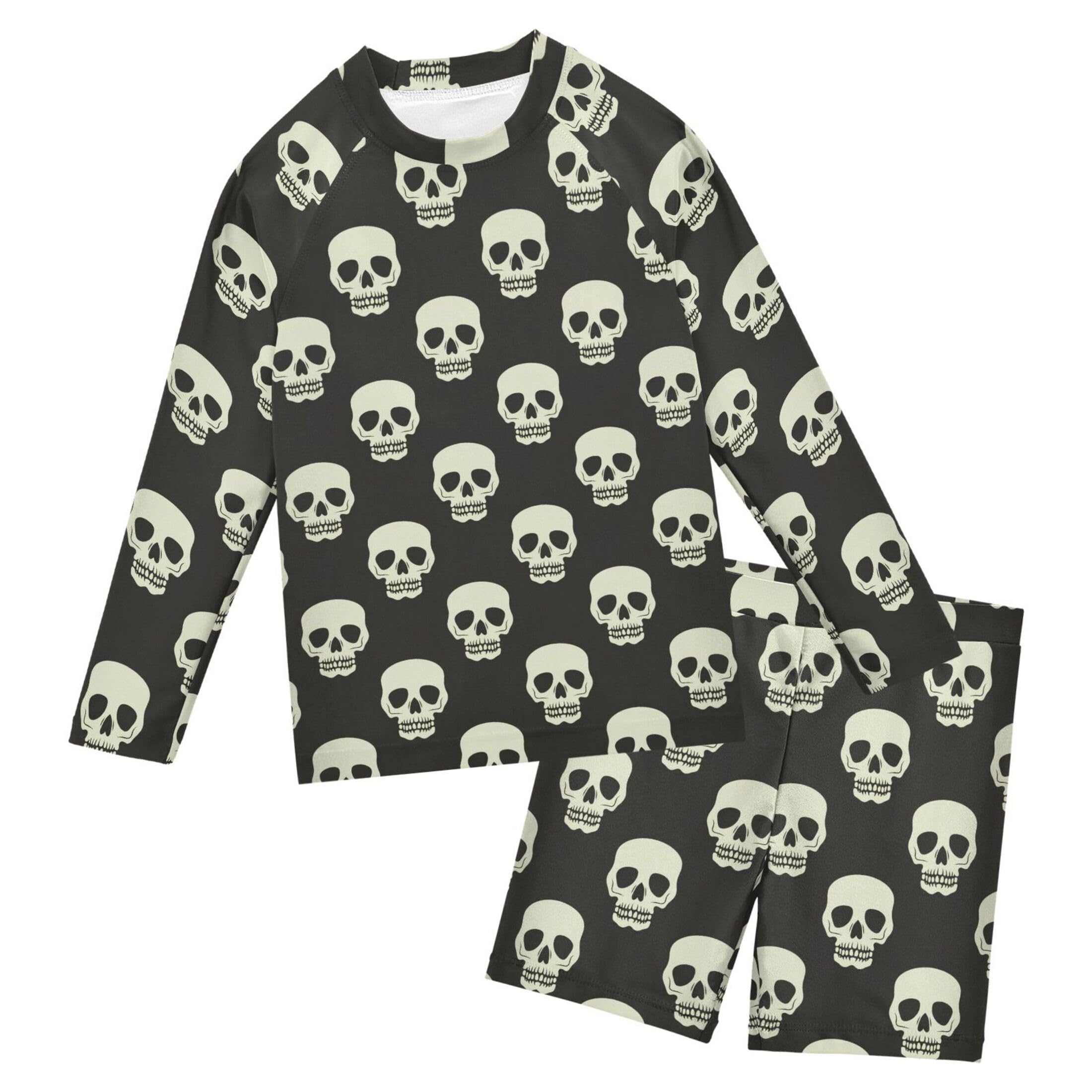 Skull Baby Boys' Toddler Long Sleeved Rashguard Swim Bathing Suit Set B0404395