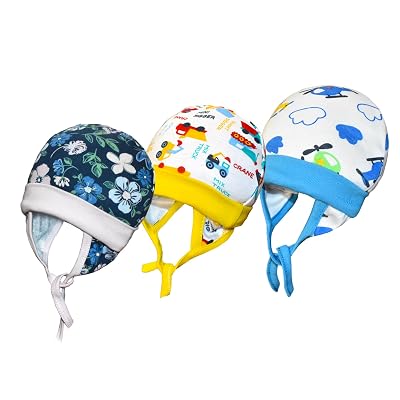 VParents Cotton Cap for New Born Baby Baby Boy&Girl (0-6 Months)-Pack of 3 Multicolor