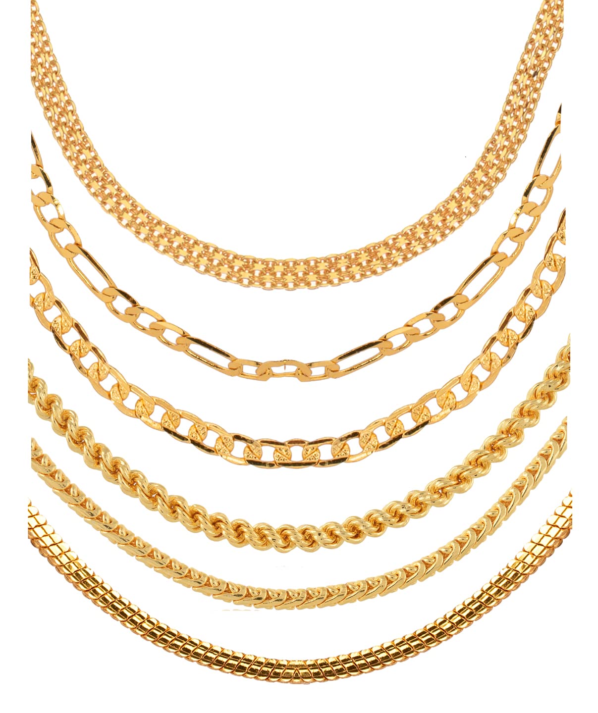 AanyaCentric Pack of 6, 1 Gram Gold Jewellery Chains For Men Chain Boys Accessories Women Antique Fashion Jewelry Girls Necklace (B0BTW46RHN) Amazon Price History, Amazon Price Tracker