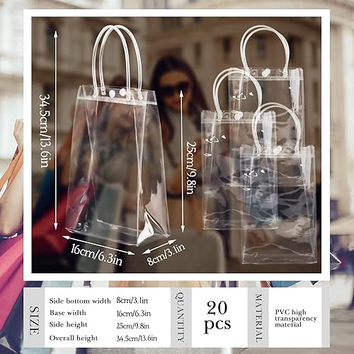 Miniatura 2 de BadenBach 20 bolsas de regalo transparentes con asas, 6.3 x 9.8 x 3.1 pulgadas, pequeñas bolsas de regalo transparentes, bolsas de regalo de