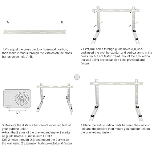 Miniatura 8 de Mini soporte de aire acondicionado dividido, soportes de soporte de montaje en pared para 9000 BTU - 36000 BTU unidades de condensador de CA sin