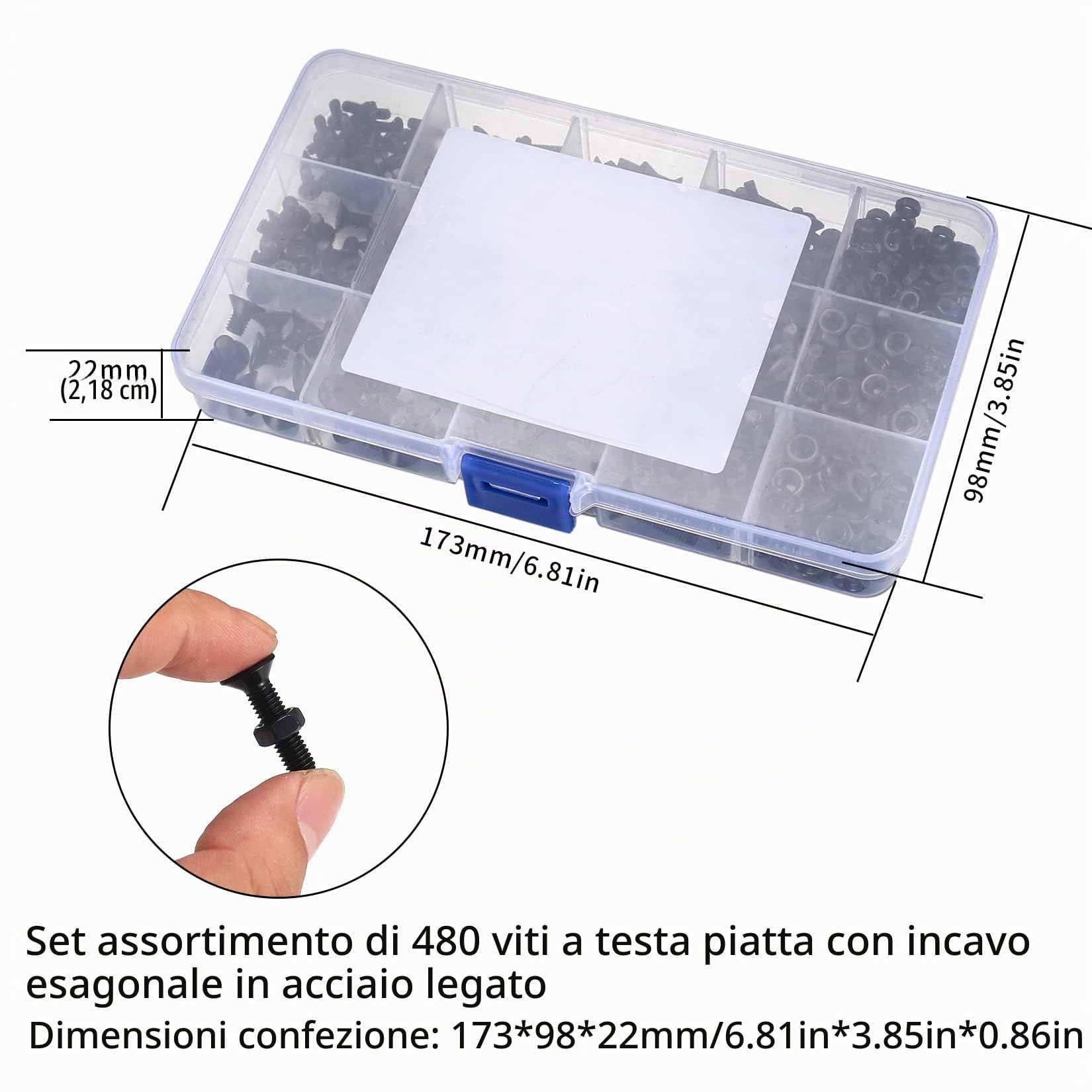 Set di 480 viti e dadi a esagono M3 M4 M5 - Kit di viti a testa piatta