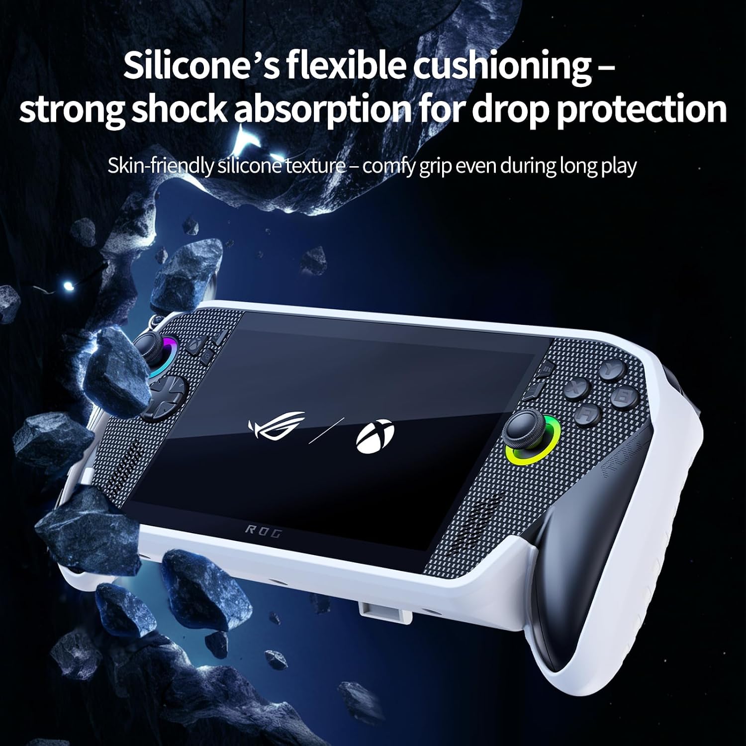 Protective Case with Kickstand for ASUS ROG Xbox Ally X 2025 - Shockproof TPU Cover with Stand, Non - Slip & Anti- Collision Handheld Game Console Accessories (White) image 5