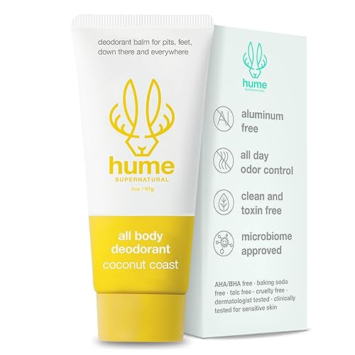 Hume Supernatural Bálsamo desodorante invisible para todo el cuerpo, protección de cuerpo completo, sin aluminio, sin bicarbonato de sodio, control