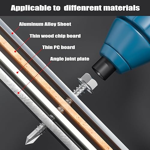 Miniatura 6 de VGBUY 100 tornillos autoperforantes para metal, tornillos autorroscantes de chapa metálica de acero inoxidable 410 #10 x 1 14 pulgadas, tornillos