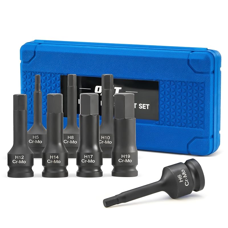 Kit de Soquetes Allen de Impacto com Encaixe de 12,7 mm (1/2 pol.) Orion Motor Tech com 8 Peças