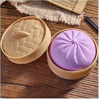 Giant Dumpling Squishy, Giant Glitter Dumpling, Jumbo Dumpling Squishy, Rainbow Dumplings Fidget, Large Stress Relief Sensory Ball for Adults & Kids, Soft Squeeze Decompression Dough (Purple)