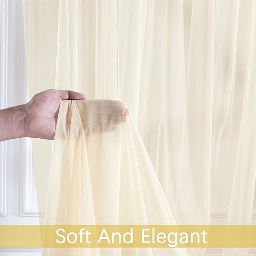 Miniatura 8 de Cortinas de fondo blancas transparentes para bodas, elegantes cortinas de telón de fondo para baby shower, fiestas de 10 x 8 pies