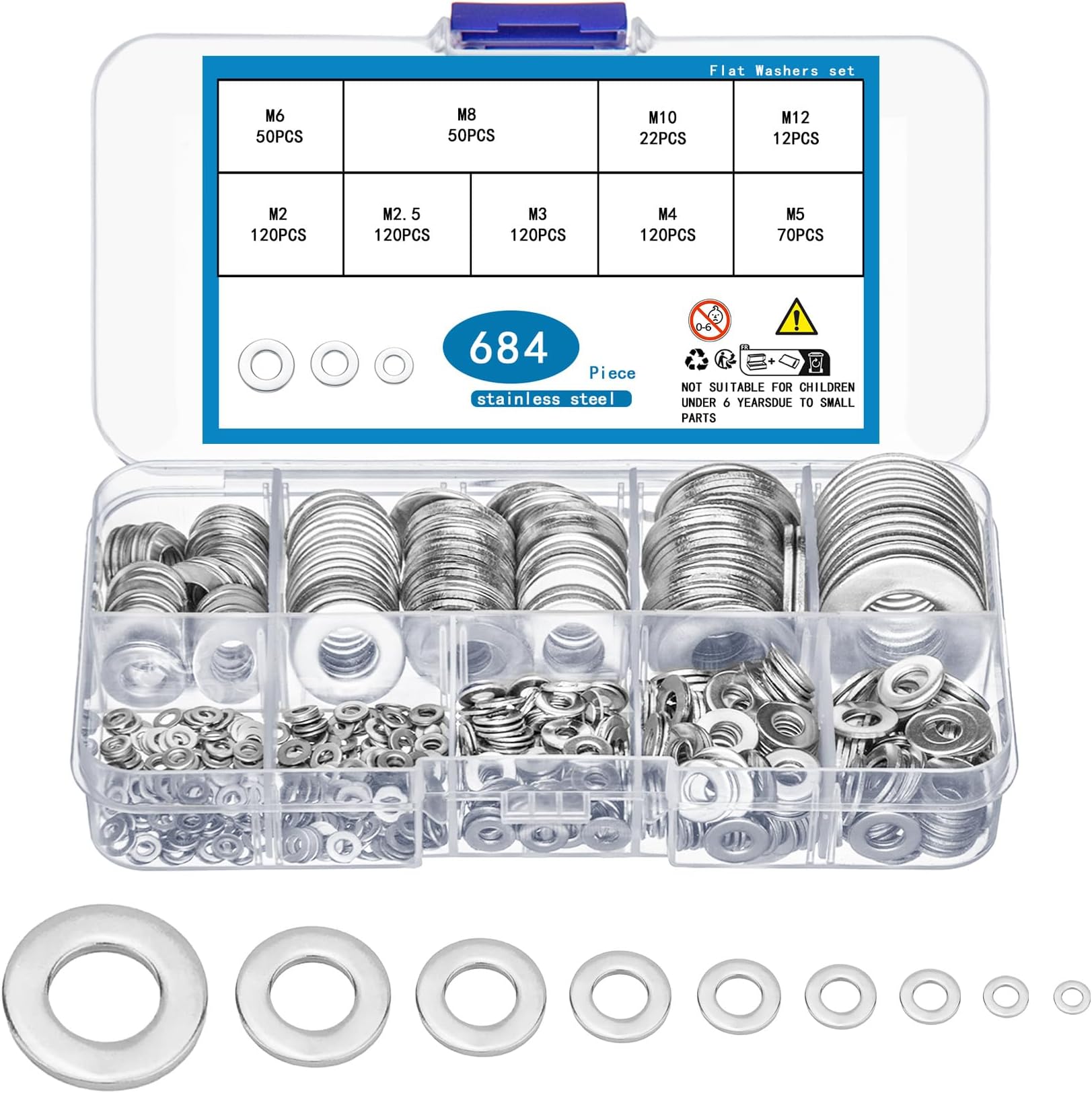 25 Stück Edelstahl Unterlegscheiben M5 - Rostfrei 304 - Für Schrauben & Muttern
