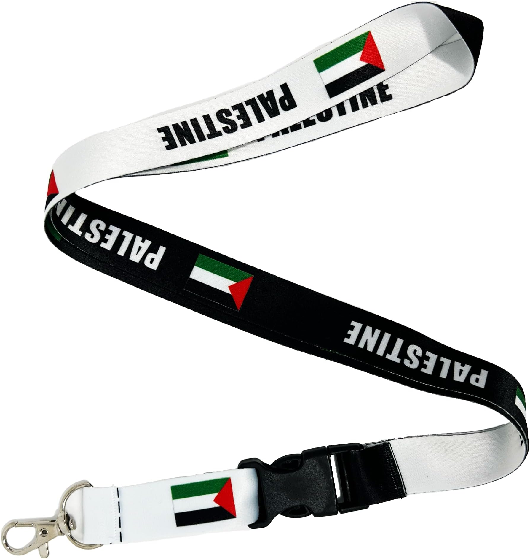 Panda Loco Palestine Flag Lanyard – Premium Double-Sided Design with Detachable Clip & Metal Hook | Ideal for Cultural Pride, Awareness, Events & Collectors