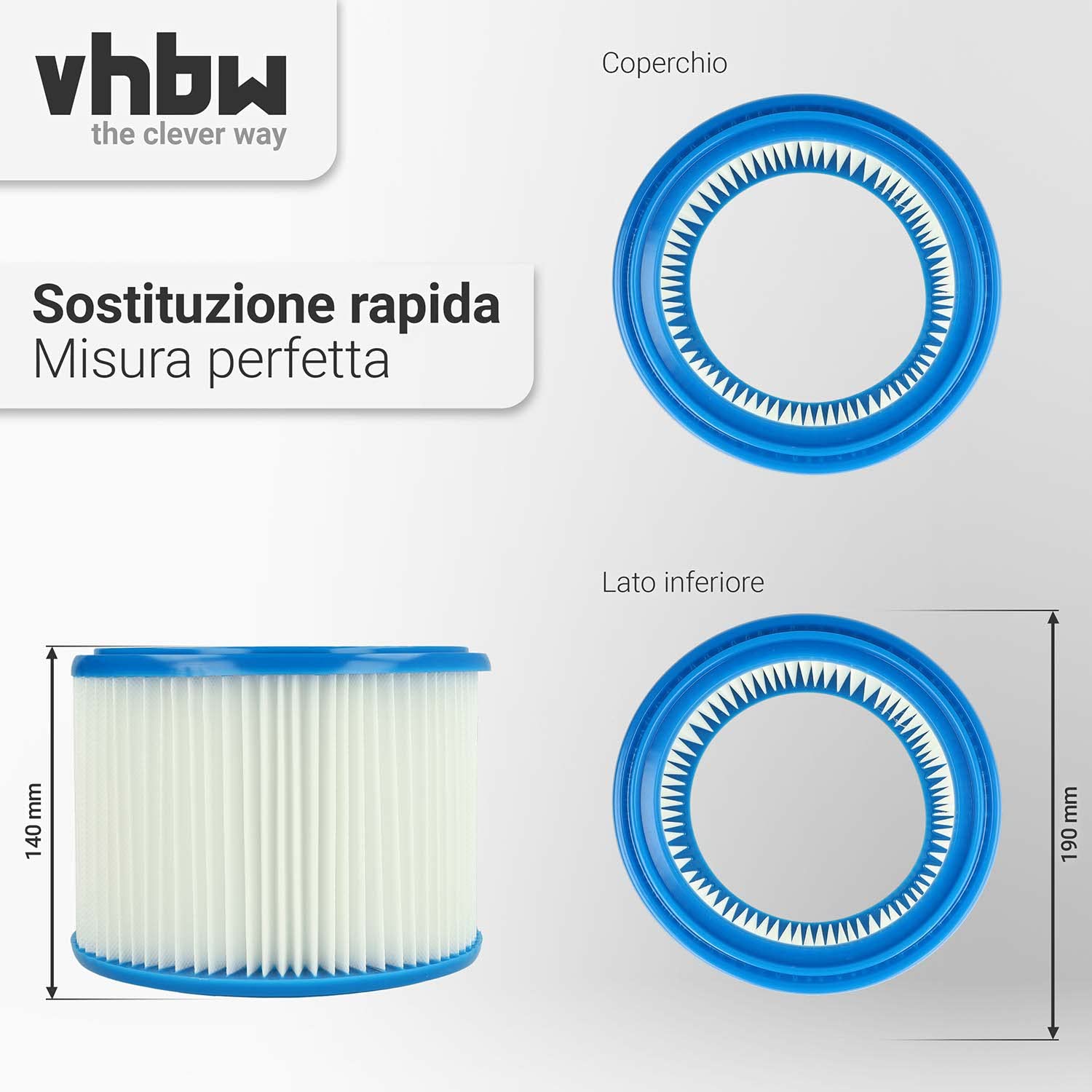 vhbw 10x filtro a pieghe piatte sostituisce Husqvarna 7391883815557, 5949659-01 per aspirapolvere - bianco/blu