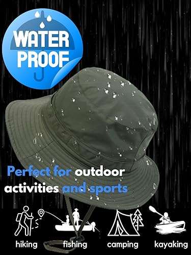 Vista 26 de GEGEEN DOMOG Sombreros impermeables de secado rápido, sombrero de lluvia para exteriores, playa, pesca, senderismo, sombrero de sol con cuerdas