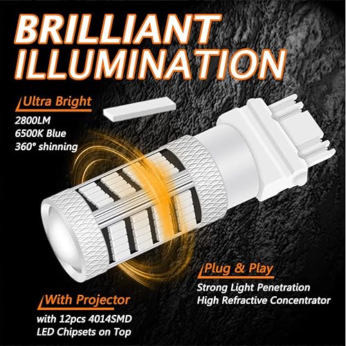 Miniatura 2 de WINETIS Bombillas LED T25 3156 3157, 10000K, luces diurnas azules, luces de marcha atrás, DRL súper brillante 4114 3057 4157 3457 4057 reemplazo