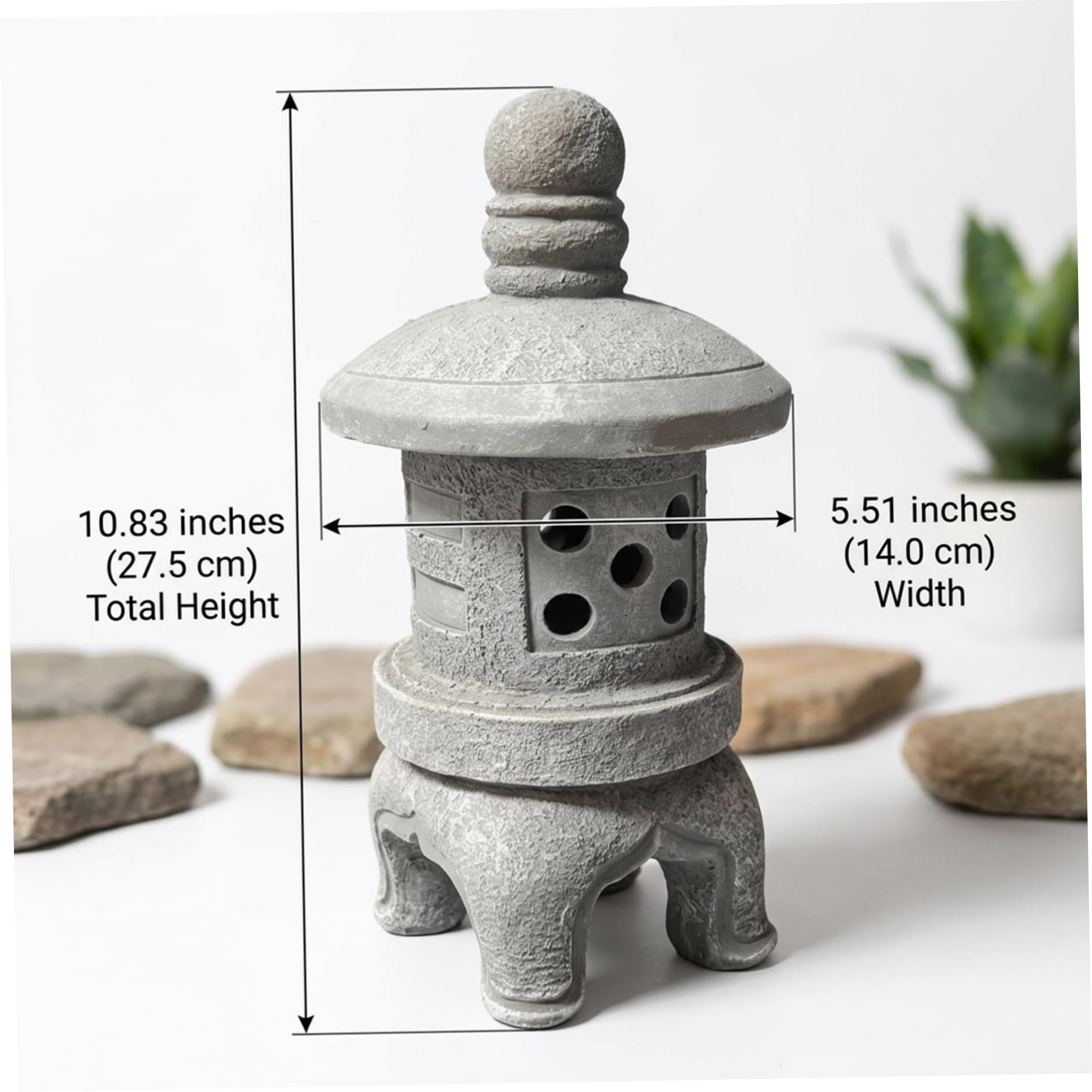 Lampada da pagoda solare per decorazioni da giardino giapponese, statua da giardino con pagoda con finitura in pietra per esterni con accensione/spegnimento automatico per patio