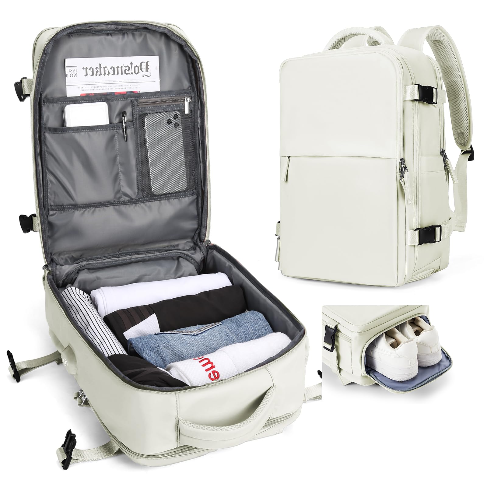 SZLX Zaino Ryanair 40x20x25 Bagaglio a Mano Borse da Cabina per Easyjet 45x36x20 Zaino da Viaggio Donna con Porta Ricarica USB, Borsa da Viaggio Impermeabile Casual Daypack Adatto a PC da 14 Pollici