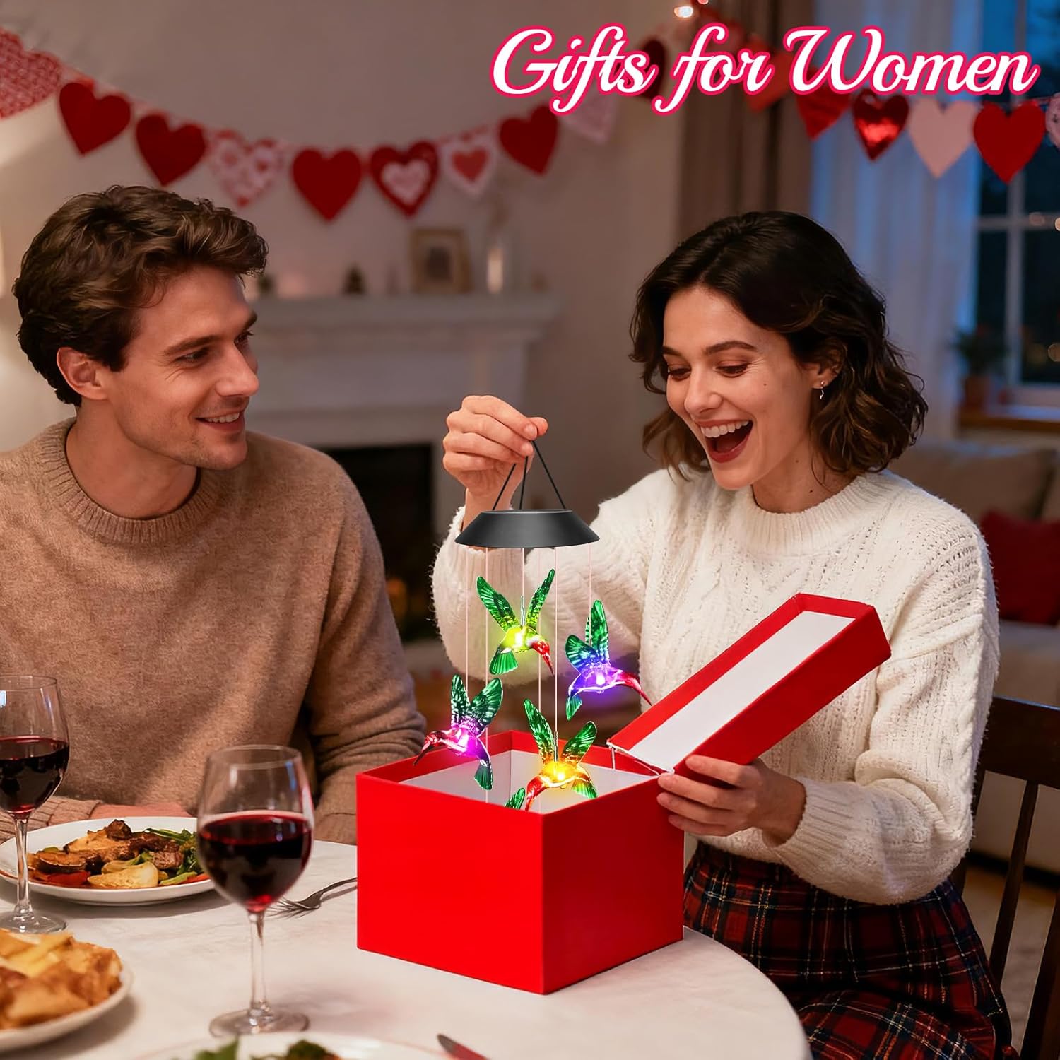 Valentines Day Gifts for Her Mom Grandma, Mother Birthday Gardening Hummingbird Gifts for Women, Winzwon Wind Chimes Solar Lights Outdoor Decor for Garden Patio Yard Porch - Image 3