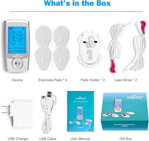 Miniatura 9 de EasyHome Unidad TENS recargable + estimulador muscular EMS, 2 canales independientes, 20 niveles de intensidad, 8 tipos de masaje+16 modos,