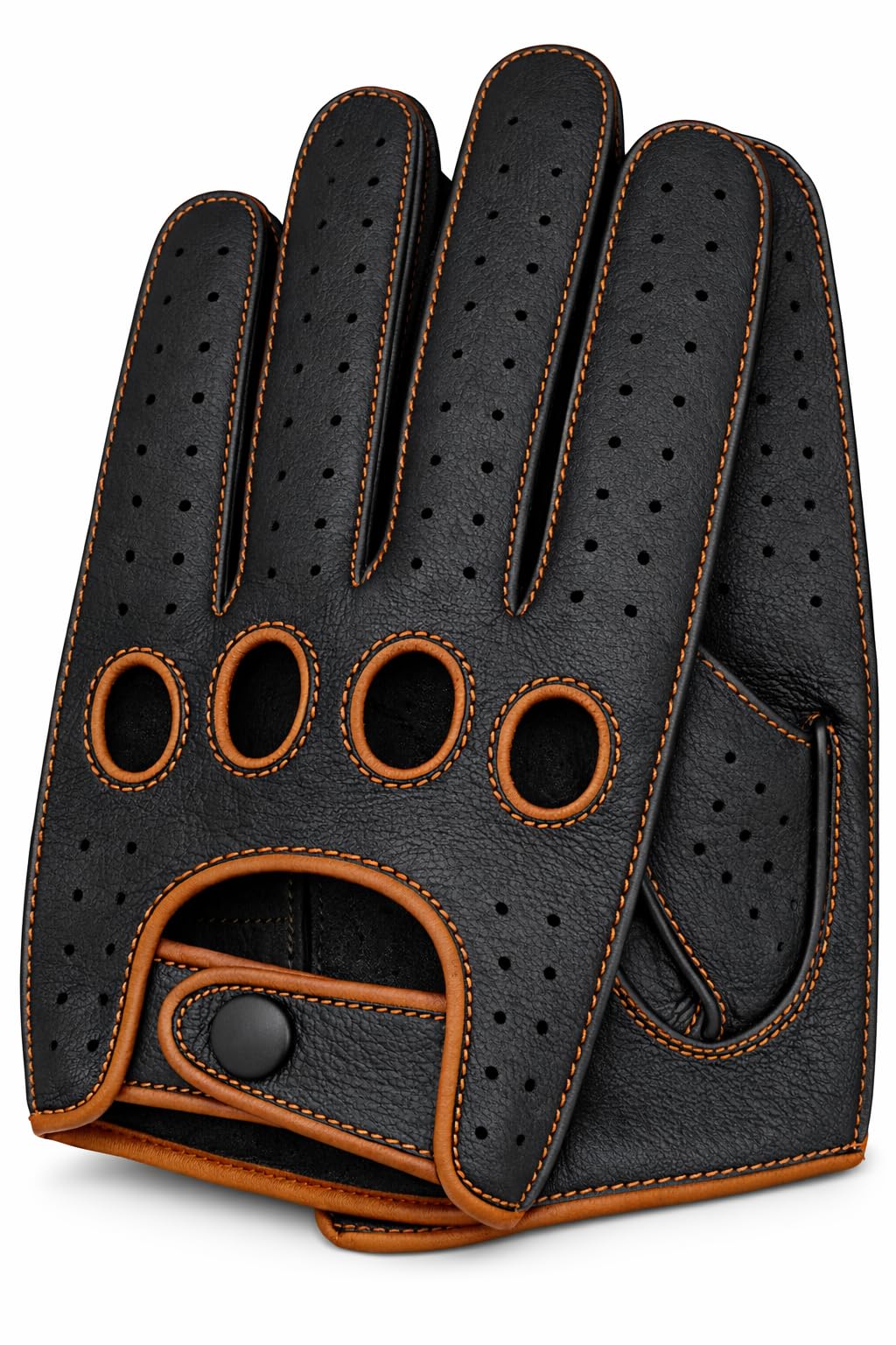 Riparo Men's Leather Driving Gloves – Genuine Cowhide Full-Finger Gloves for Driving &amp; Motorcycle Riding – Breathable Perforated Motorsport Style