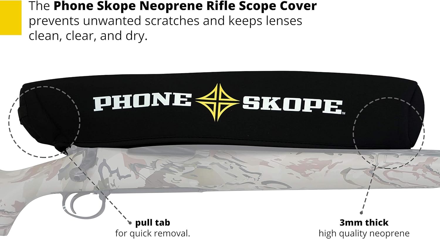 Phone Skope Ultra-Neoprene Rifle Scope Cover Easy on Off Stretch Fit Keeps Optic Dust Free fits Vortex Leupold Zeiss Bushnell Nikon