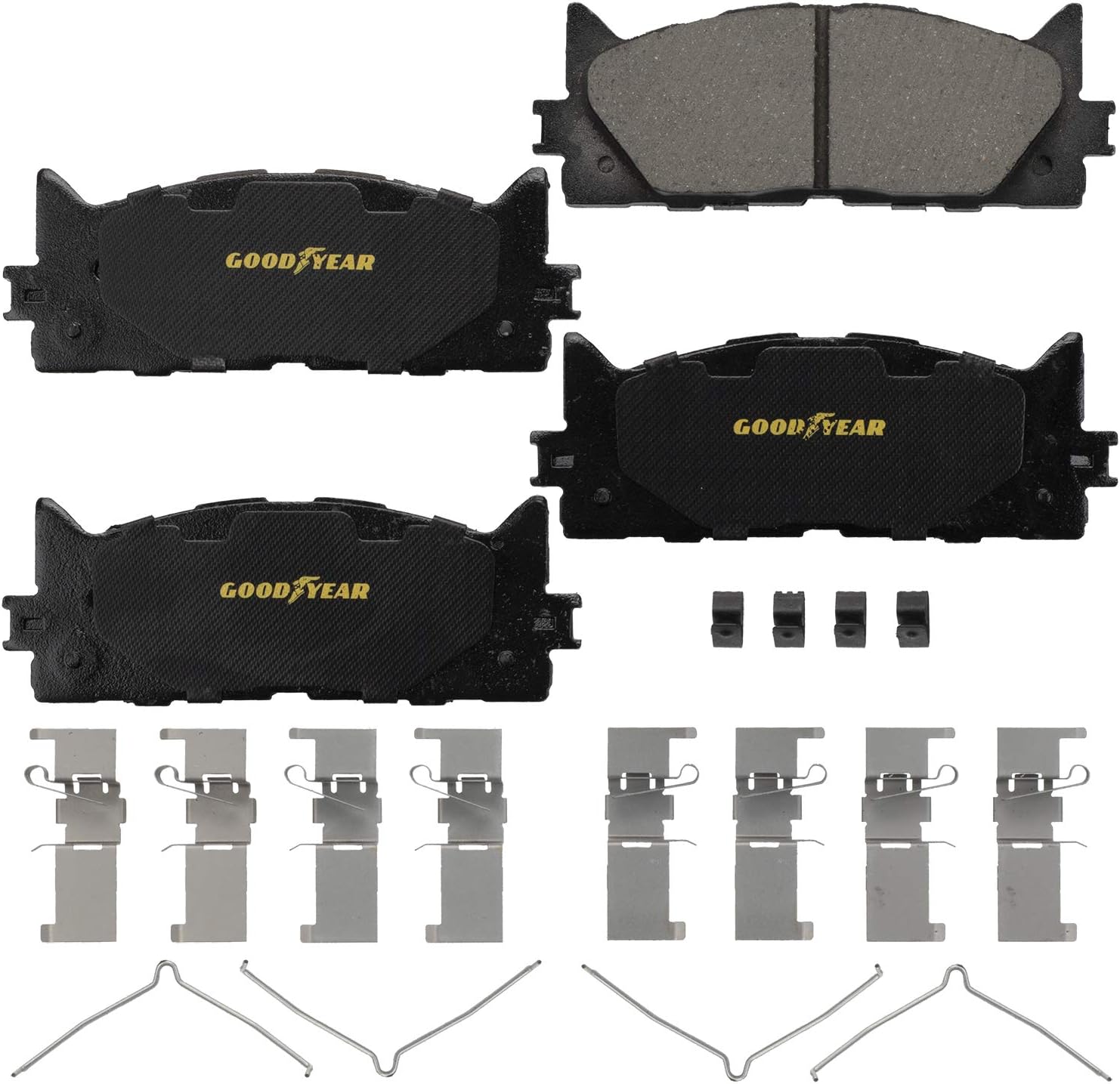 Goodyear Brakes PRK75829F | Front Premium Brake Kit with Pair (2) of AntiOx Coated Brake Rotors and Ceramic Brake Pads fits Lexus ES300h 18-13, ES350 18-07; Toyota Avalon 18-08, Camry 17-07