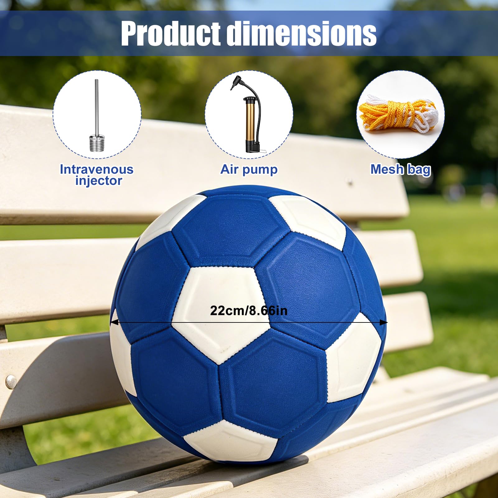 Balón de fútbol Tamaño 5 Curvado con Bomba y Aguja, Pelota de Goma para Entrenamiento, Regalo para Niños 6-12 años