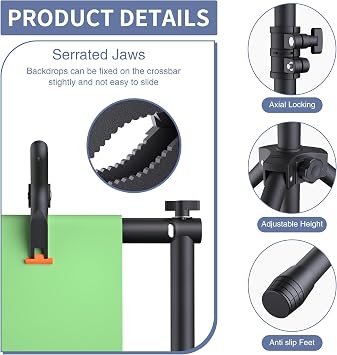 Backdrop Stand 10x7.5ft, Height Adjustable and Width Adjustable Backdrop Stand, Back Drop Stand for Balloon Arch, Photo, Parties
