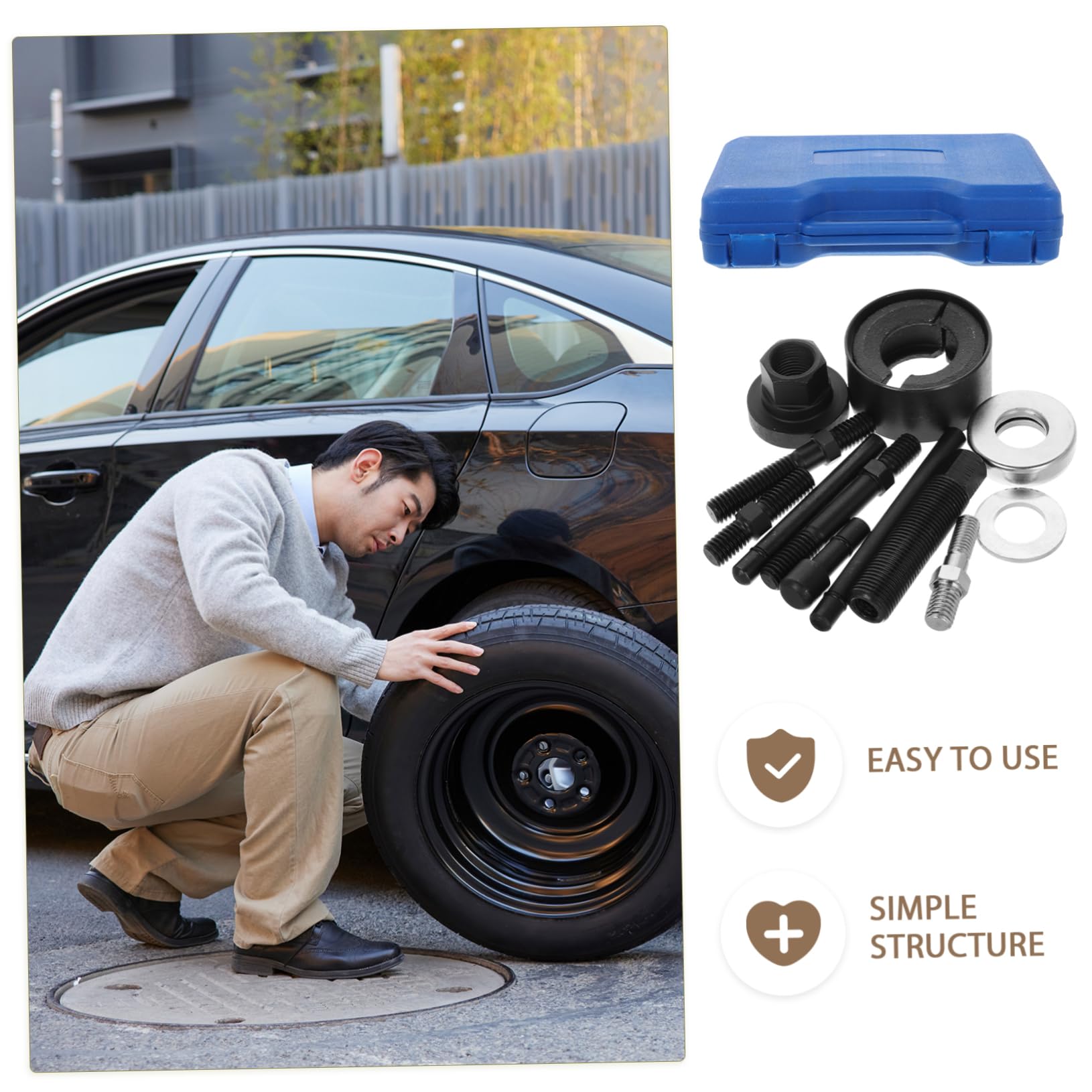 Gatuida Kit Estrattore e Installatore per Volante e Puleggia Pompa, Acciaio al Carbonio Rosso, Resistente All'usura, con Custodia per Officina Auto